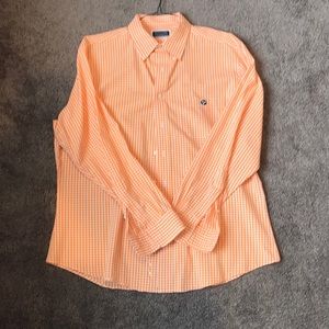 Volunteer Tradition orange plaid button down